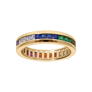 Bague en vermeil empierrée multi couleurs - Vue 2