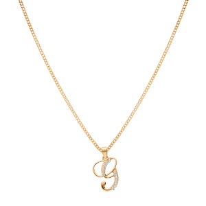 Collier en vermeil pendentif initiale G oxydes blancs sertis  - 42+3cm - Vue 2