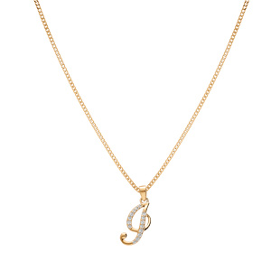 Collier en vermeil pendentif initiale i oxydes blancs sertis - 42+3cm - Vue 2
