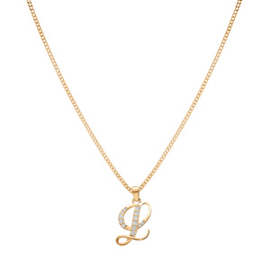 Collier en vermeil pendentif initiale l oxydes blancs sertis - 42+3cm - Vue 2