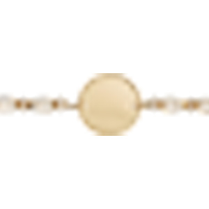 Bracelet en plaqué or chaîne mailles 1+1 avec plaque ronde à graver au milieu - largeur 2mm et longueur 17cm + 3cm de rallonge - Vue 2