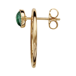 Boucles d\'oreille en plaqué or et pierre malachite véritable ronde et fermoir poussette - Vue 2