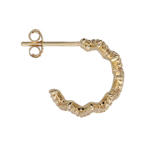Boucles d\'oreilles demi créoles en plaqué or petit modèle zig zag orné d\'oxydes blancs sertis et fermoir poussette - Vue 2