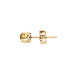 Boucles d\'oreille en plaqu or pierre vritable Citrine 4mm fermoir poussette - Vue 2