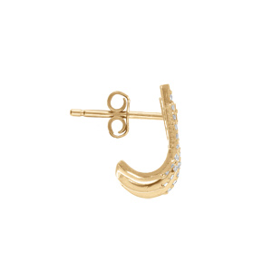 Boucles d\'oreille tige en plaqué or unitaire trois rangs d\'oxydes blancs sertis - Vue 2