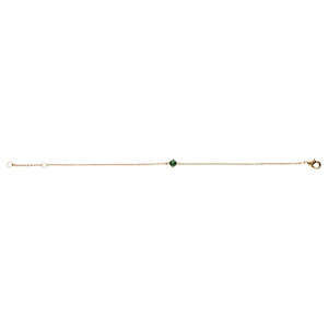 Bracelet en plaqu or solitaire oxyde vert 4mm 16+2cm - Vue 2