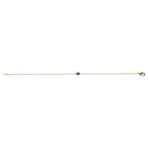 Bracelet en plaqu or solitaire oxyde violet 4mm 16+2cm - Vue 2