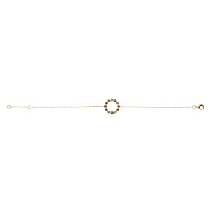 Bracelet en plaqu or cercle oxydes multi couleurs 16+2cm - Vue 2