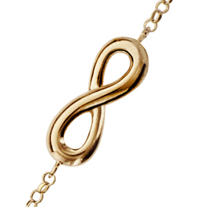 Bracelet en plaqu or chane avec au milieu symbole infini lisse - longueur 16cm + 2cm de rallonge - Vue 2