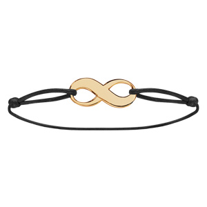 Bracelet en plaqu or cordon coulissant en coton noir avec motif infini - Vue 2