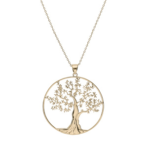 Collier en plaqué or chaîne avec pendentif arbre de vie 44+5cm - Vue 2