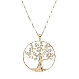 Collier en plaqu or chane avec pendentif arbre de vie 44+5cm - Vue 2