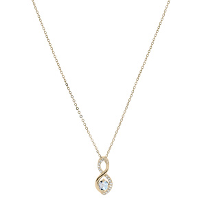 Collier en plaqu or chane avec pendentif infini Topaze bleu vritable et oxydes blancs sertis 40+5cm - Vue 2