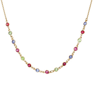 Collier en plaqu or tutti frutti multi couleurs 40+5cm - Vue 2