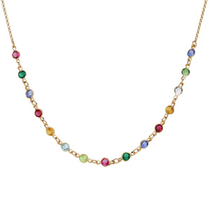 Collier en plaqu or tutti frutti multi couleurs vif 40+5cm - Vue 2