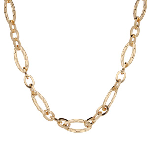 Collier en plaqué or grosses mailles ovales martelées 39+6cm - Vue 2