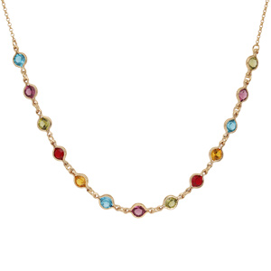 Collier en plaqué or tutti frutti multi couleurs 40+5cm - Vue 2