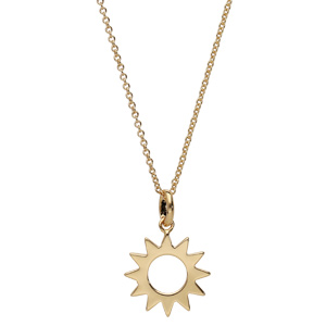 Collier en plaqué or avec pendentif soleil ajouré 40+4cm - Vue 2