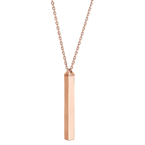 Collier en plaqu or rose avec pendentif tube 4 faces  graver 1, 2, 3 ou 4 prnoms 40+5cm - Vue 2