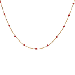Collier en plaqué or boules et perles rouges 38+5cm - Vue 2