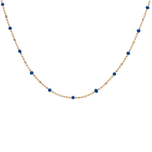 Collier en plaqu or boules et perles bleues nuit 40+5cm - Vue 2