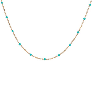 Collier en plaqué or boules et perles vertes 40+5cm - Vue 2