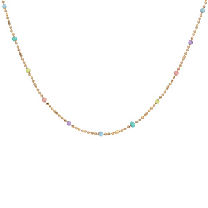 Collier en plaqu or boules et perles multi couleurs 40+5cm - Vue 2