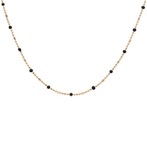 Collier en plaqu or boules et perles noires 40+5cm - Vue 2