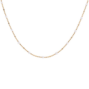 Collier en plaqué or boules et boules blanches 40+5cm - Vue 2