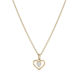 Collier en plaqu or chane avec pendentif coeur et oxyde blanc 35+5cm - Vue 2