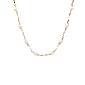 Collier en plaqu ororiginal avec perles blanches 39+7cm - Vue 2