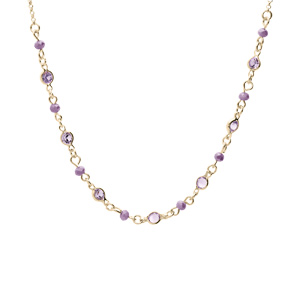 Collier en plaqu or tutti frutti avec pierres violettes 16+3cm - Vue 2