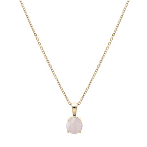 Collier en plaqu or chane avec pendentif pierre vritable Quartz rose 6,5mm 42+3cm - Vue 2