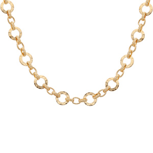 Collier en plaqué or maille ronde martelé 39+8cm - Vue 2