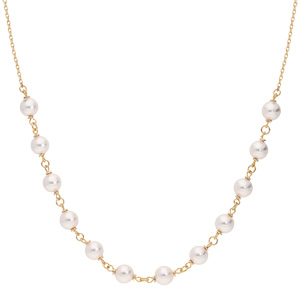 Collier en plaqué or avec perles blanches 42+7cm - Vue 2