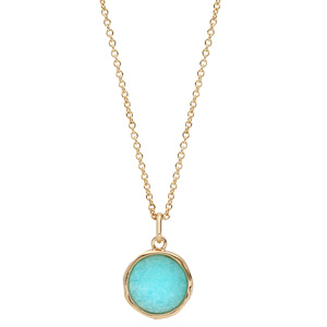 Collier en plaqué or chaîne avec pendentif Amazonite véritable forme irrégulière 40+4cm - Vue 2