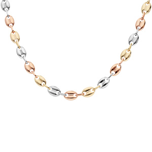 Collier en plaqué or maille grain de café 3 teintes 45+5cm - Vue 2