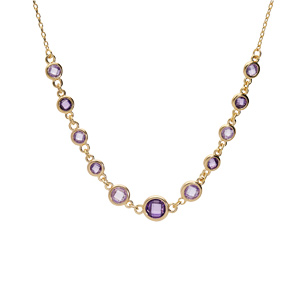 Collier en plaqu or tutti frutti avec oxydes ronds violets 40+4.5cm - Vue 2