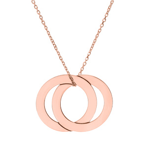 Collier en plaqu or et dorure rose chane avec pendentif anneaux fixes  graver 40+5cm - Vue 2