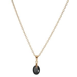 Collier en plaqu or chane avec pendentif goutte oxyde noir facet 40+5cm - Vue 2