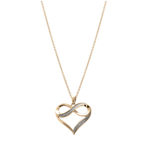 Collier en plaqué or chaîne avec pendentif coeur drapé avec infini glitter blanc 42+3cm - Vue 2