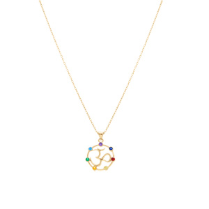 Collier en plaqué or pendentif chakra 14mm 7 oxydes - 40+5cm - Vue 2