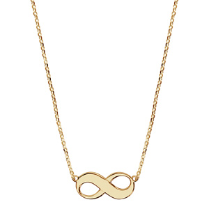 Collier en plaqu or chane avec pendentif symbole infini  graver - longueur 42cm + 3cm de rallonge - Vue 2