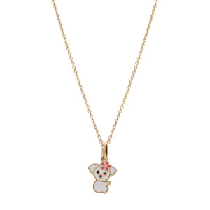 Collier en plaqu or chane avec pendentif koala blanc 36+2cm - Vue 2