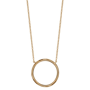 Collier en plaqu or chane avec pendentif anneau diamtre 20mm - longueur 40cm + 4cm de rallonge - Vue 2