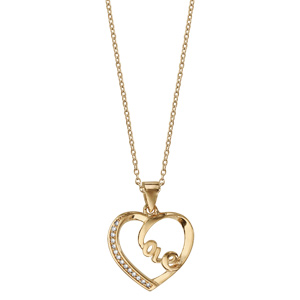 Collier en plaqu or chane avec pendentif coeur vid avec boucle \