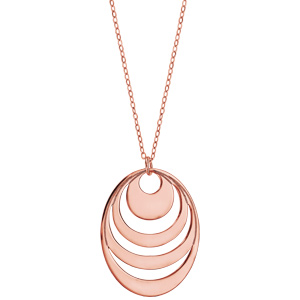 Collier en plaqu or rose chane avec pendentif 4 anneaux 4 prnoms  graver - longueur 40cm + 5cm de rallonge - Vue 2
