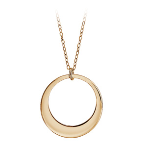 Collier en plaqu or chane avec pendentif 1 anneau prnom  graver - longueur 40cm + 5cm de rallonge - Vue 2