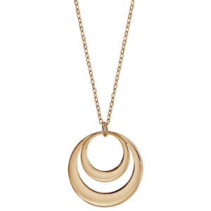 Collier en plaqu or chane avec pendentif 2 anneaux prnom  graver - longueur 40cm + 5cm de rallonge - Vue 2
