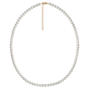 Collier en plaqu or et perles Swarovski blanches de 5mm - longueur 45cm + 5cm de rallonge - Vue 2